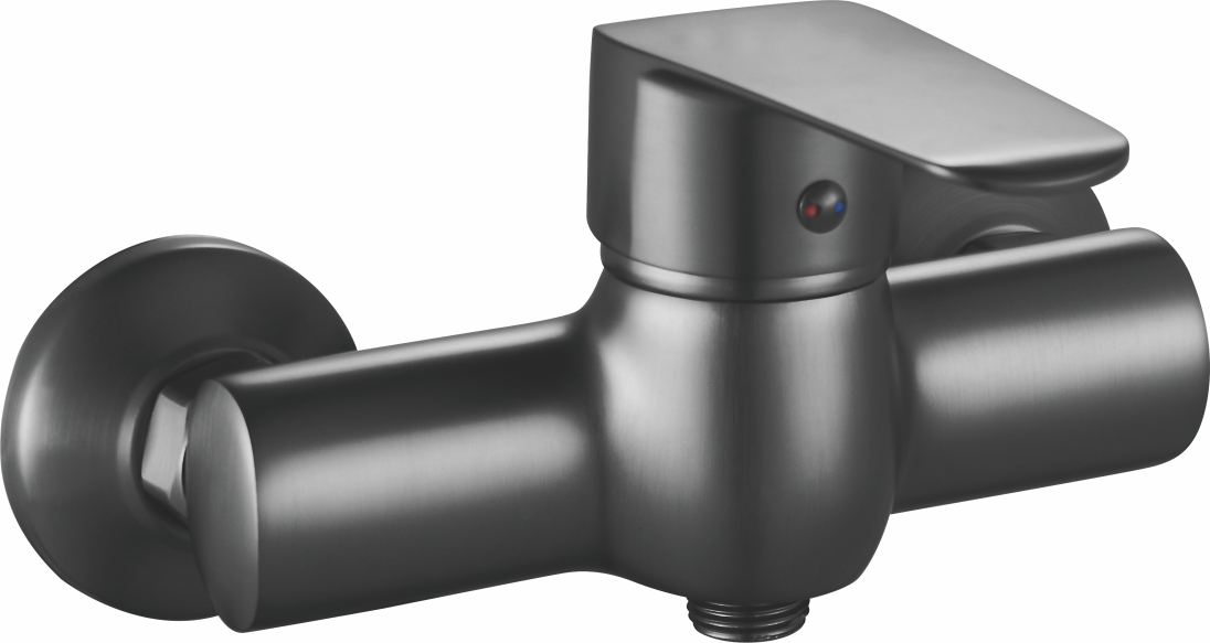 ก๊อกน้ำในห้องน้ำสีเทากันเมทัล